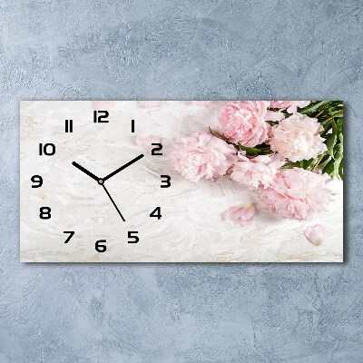 Horloge rectangulaire horizontale Pivoines