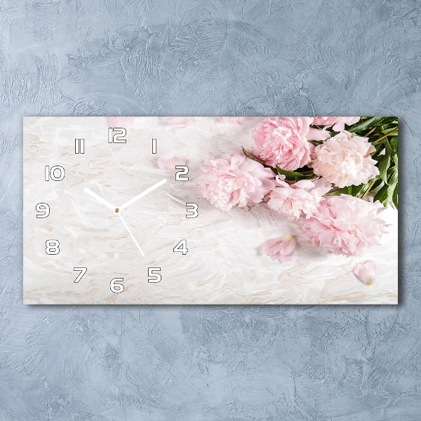 Horloge rectangulaire horizontale Pivoines