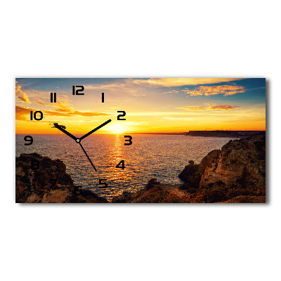 Horloge horizontale en verre Mer au coucher du soleil