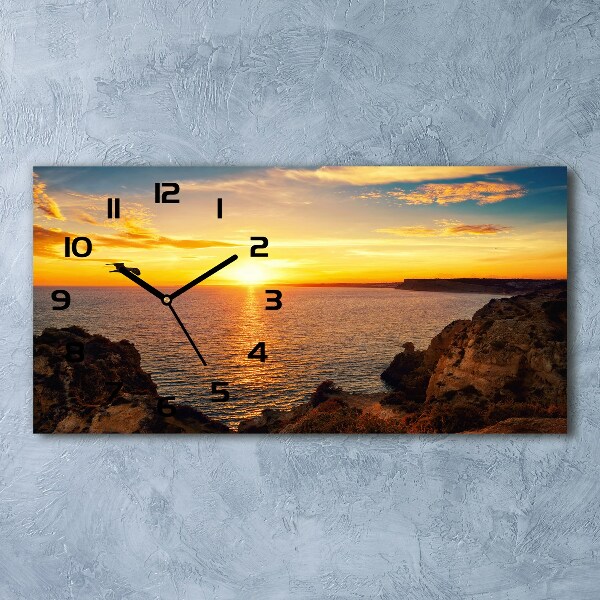 Horloge horizontale en verre Mer au coucher du soleil