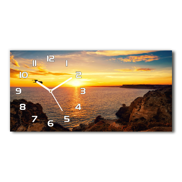 Horloge horizontale en verre Mer au coucher du soleil