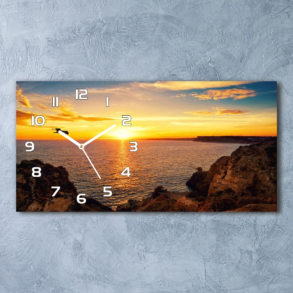 Horloge horizontale en verre Mer au coucher du soleil