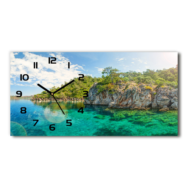 Horloge horizontale en verre Lagon bleu