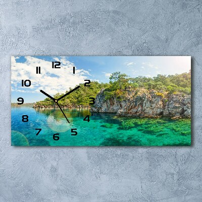 Horloge horizontale en verre Lagon bleu