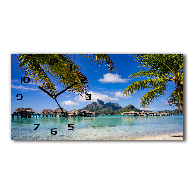 Horloge rectangulaire horizontale Palmiers à Bora Bora