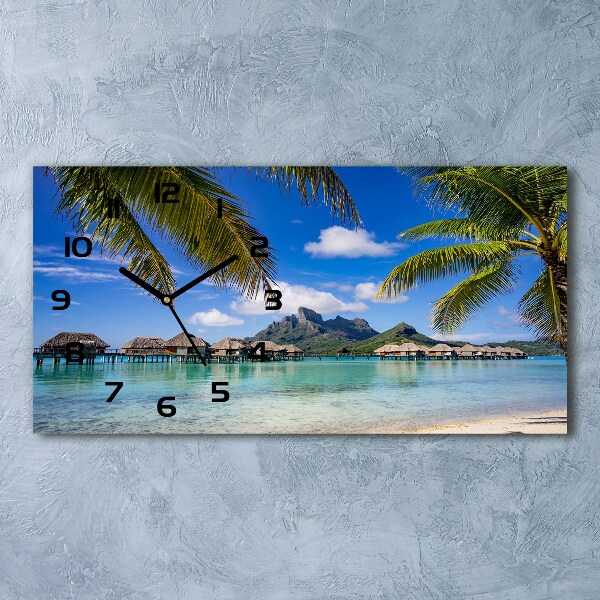 Horloge rectangulaire horizontale Palmiers à Bora Bora