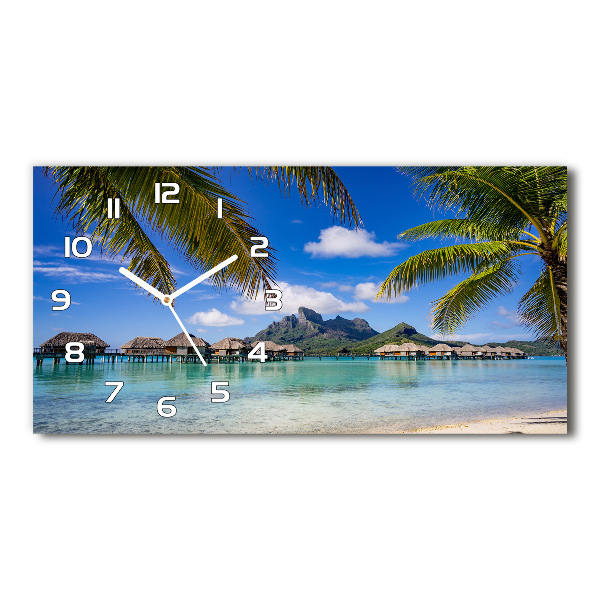 Horloge rectangulaire horizontale Palmiers à Bora Bora