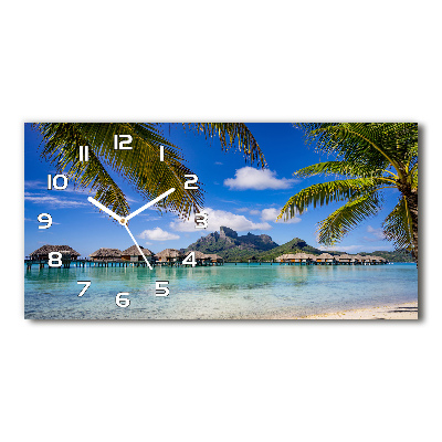 Horloge rectangulaire horizontale Palmiers à Bora Bora