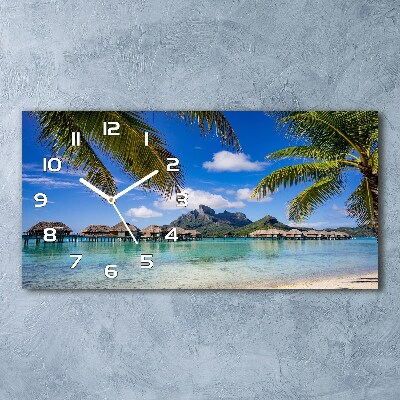 Horloge rectangulaire horizontale Palmiers à Bora Bora