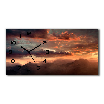 Horloge murale horizontale Coucher de soleil en montagne