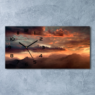 Horloge murale horizontale Coucher de soleil en montagne