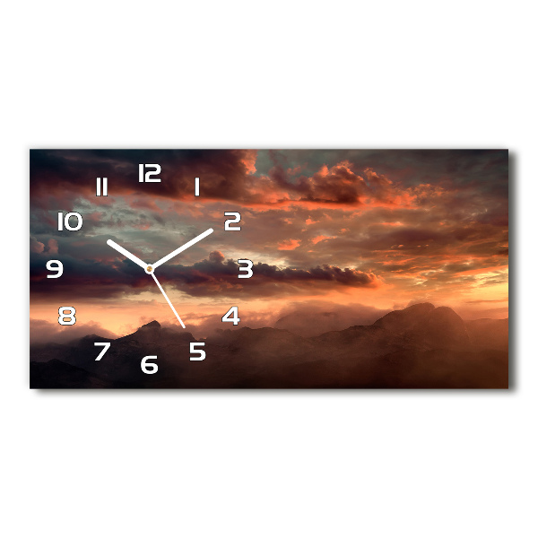 Horloge murale horizontale Coucher de soleil en montagne