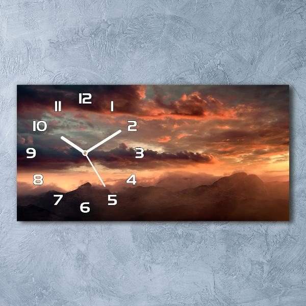 Horloge murale horizontale Coucher de soleil en montagne