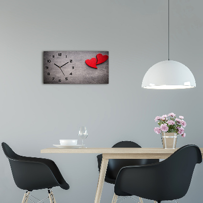 Horloge murale horizontale Coeurs rouges