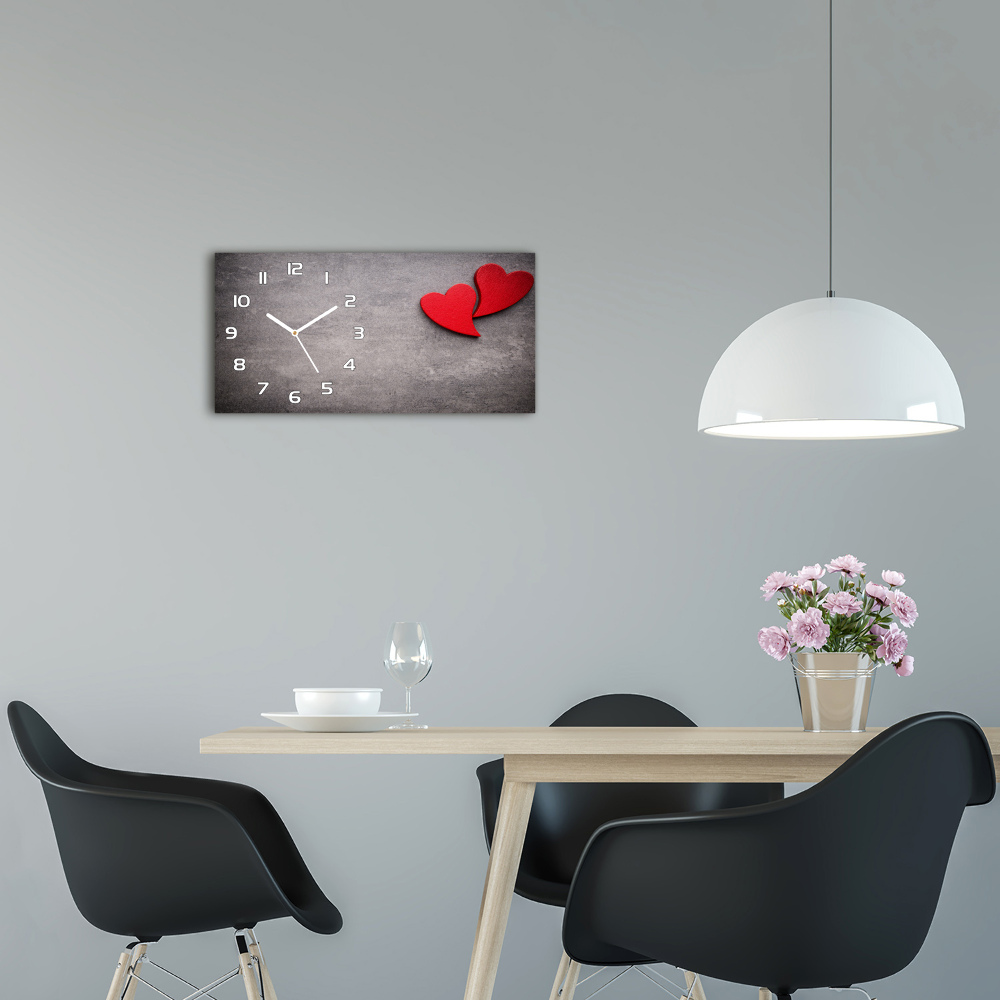 Horloge murale horizontale Coeurs rouges