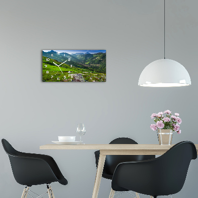 Horloge murale horizontale Aube dans les montagnes