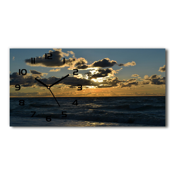 Horloge rectangulaire horizontale Coucher de soleil sur la mer