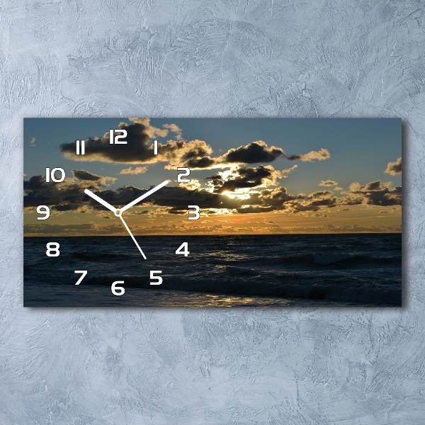 Horloge rectangulaire horizontale Coucher de soleil sur la mer