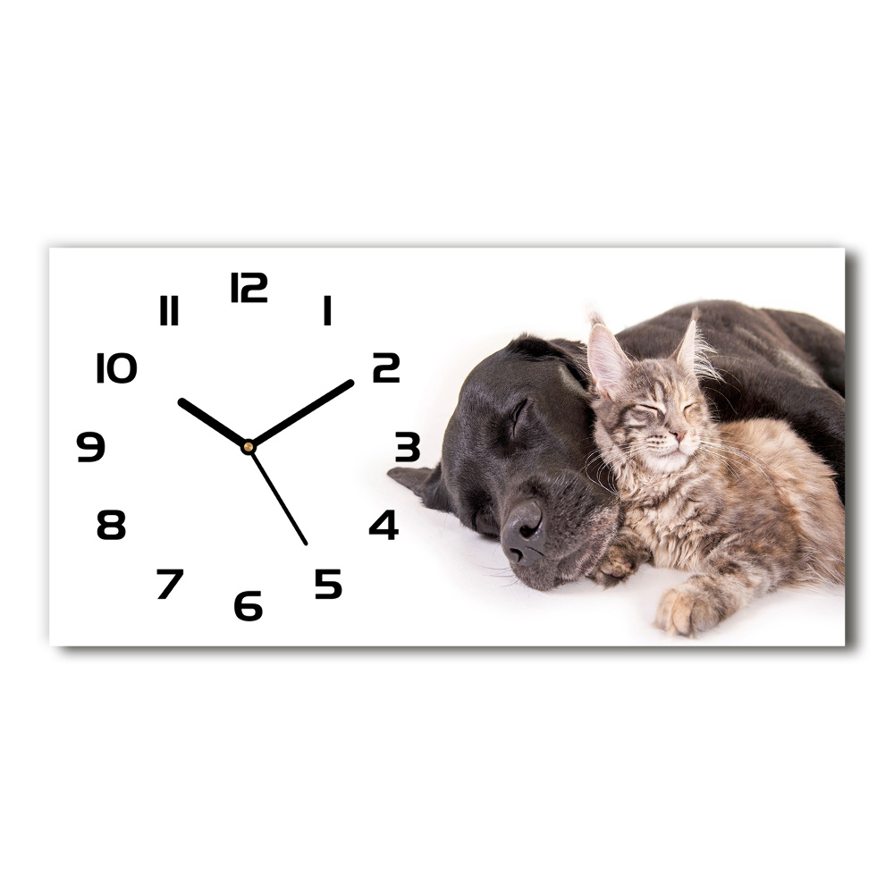 Horloge horizontale Chien avec chat