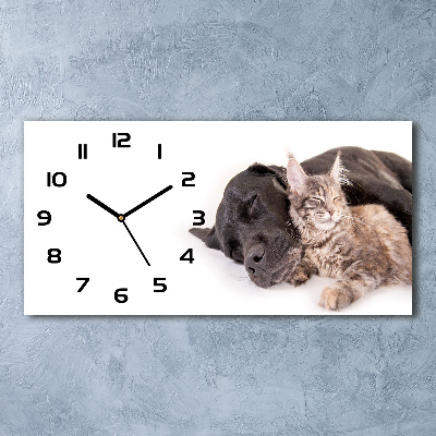 Horloge horizontale Chien avec chat