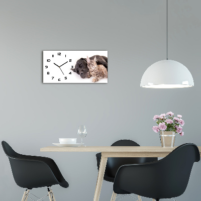 Horloge horizontale Chien avec chat