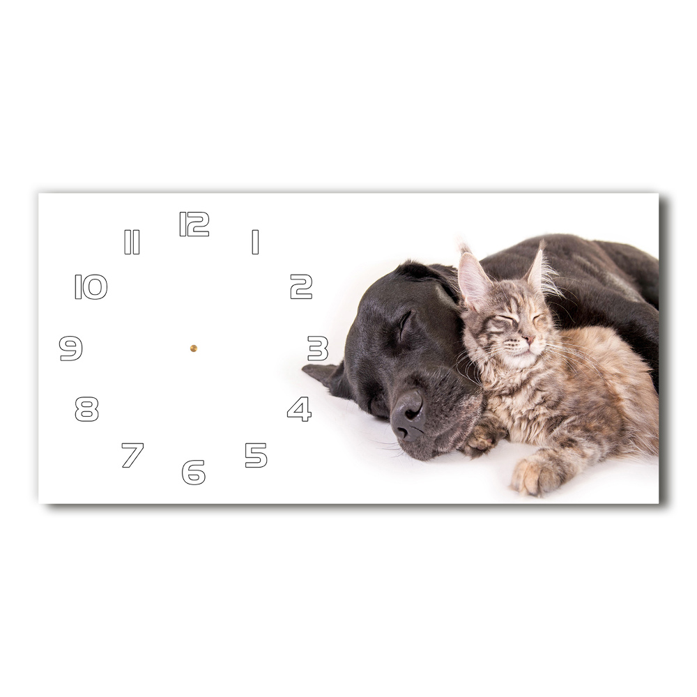 Horloge horizontale Chien avec chat