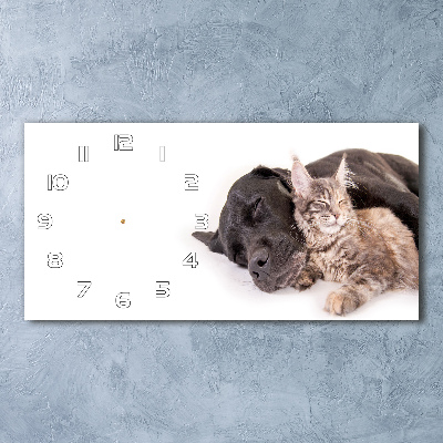 Horloge horizontale Chien avec chat