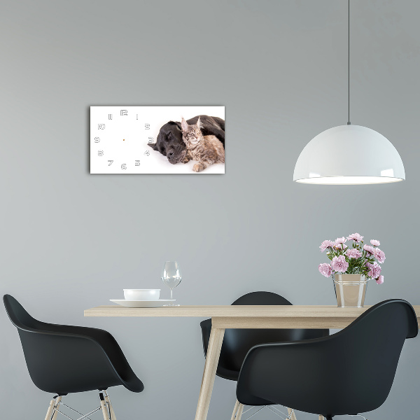 Horloge horizontale Chien avec chat