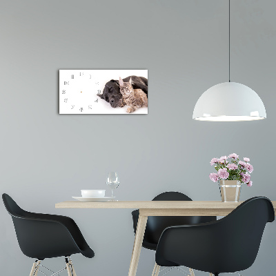 Horloge horizontale Chien avec chat