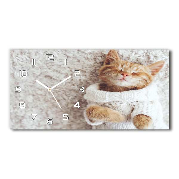 Horloge horizontale en verre Chat en pull-over