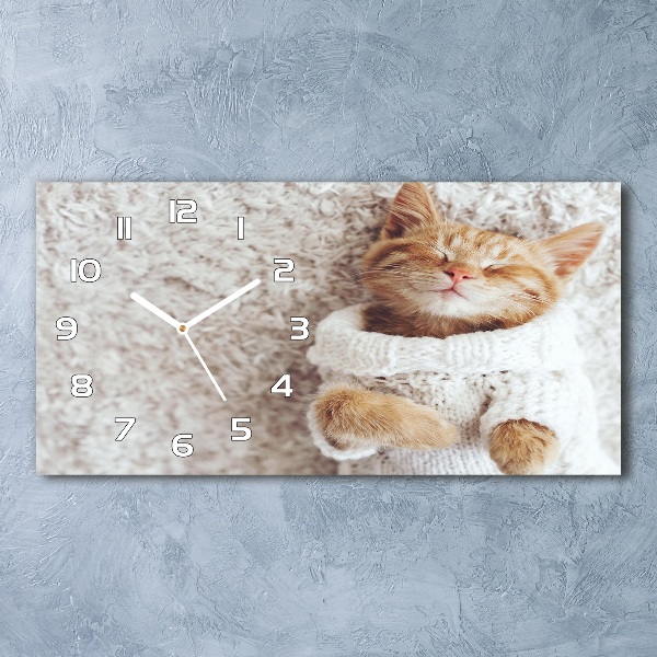 Horloge horizontale en verre Chat en pull-over