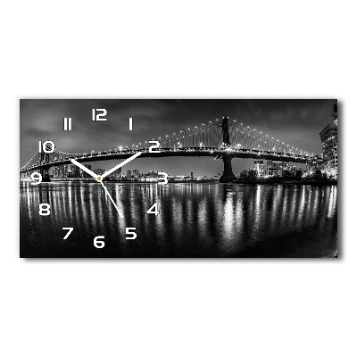 Horloge murale horizontale Manhattan de nuit