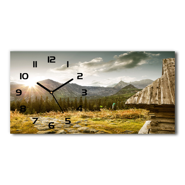 Horloge rectangulaire horizontale Maison dans les montagnes