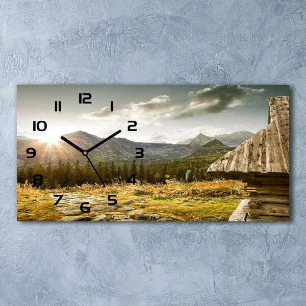 Horloge rectangulaire horizontale Maison dans les montagnes