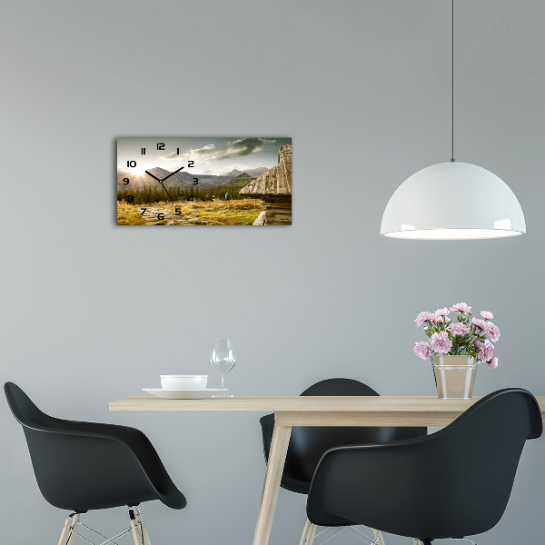 Horloge rectangulaire horizontale Maison dans les montagnes