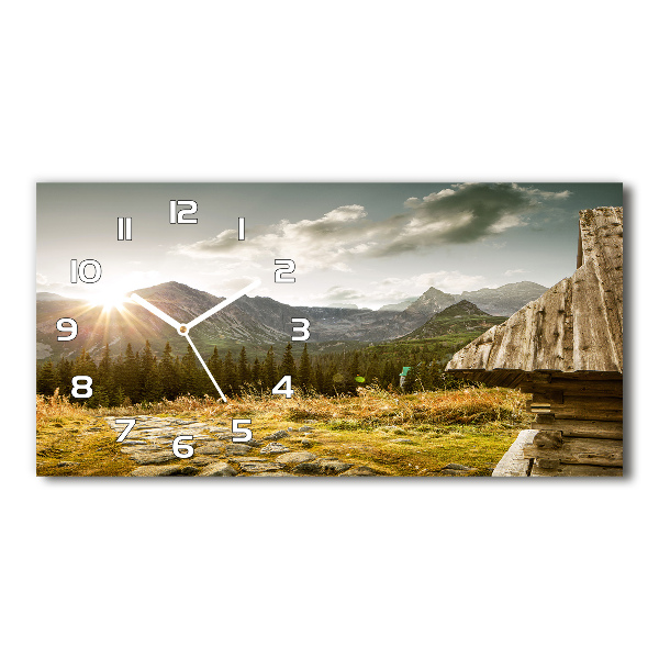 Horloge rectangulaire horizontale Maison dans les montagnes