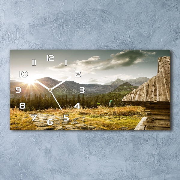 Horloge rectangulaire horizontale Maison dans les montagnes