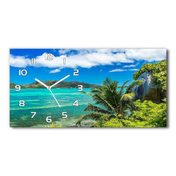 Horloge horizontale en verre Côte des Seychelles