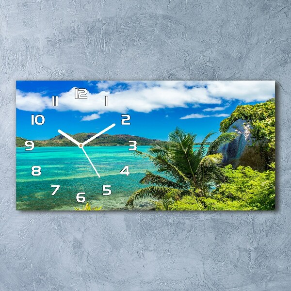 Horloge horizontale en verre Côte des Seychelles