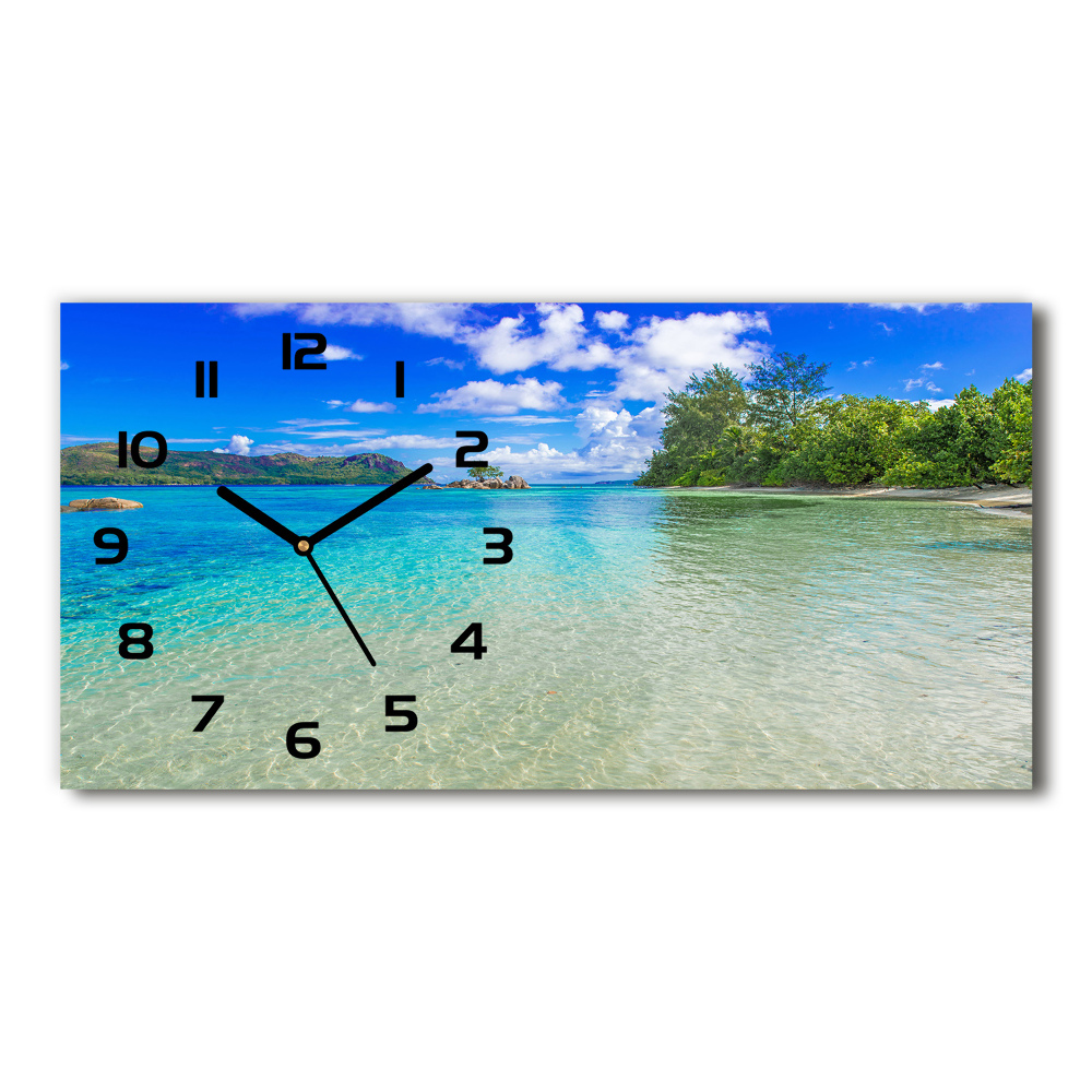 Horloge horizontale en verre Plage des Seychelles