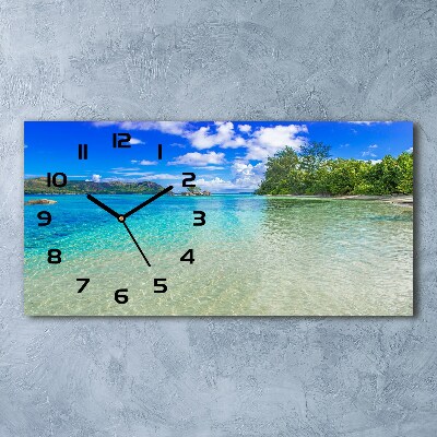 Horloge horizontale en verre Plage des Seychelles