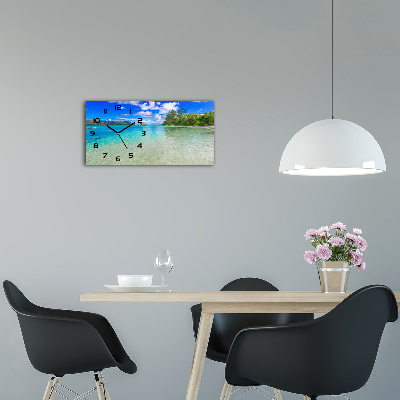 Horloge horizontale en verre Plage des Seychelles