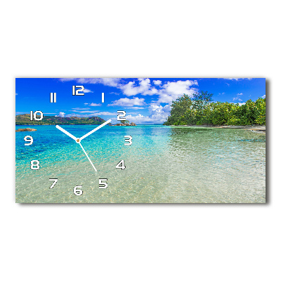 Horloge horizontale en verre Plage des Seychelles