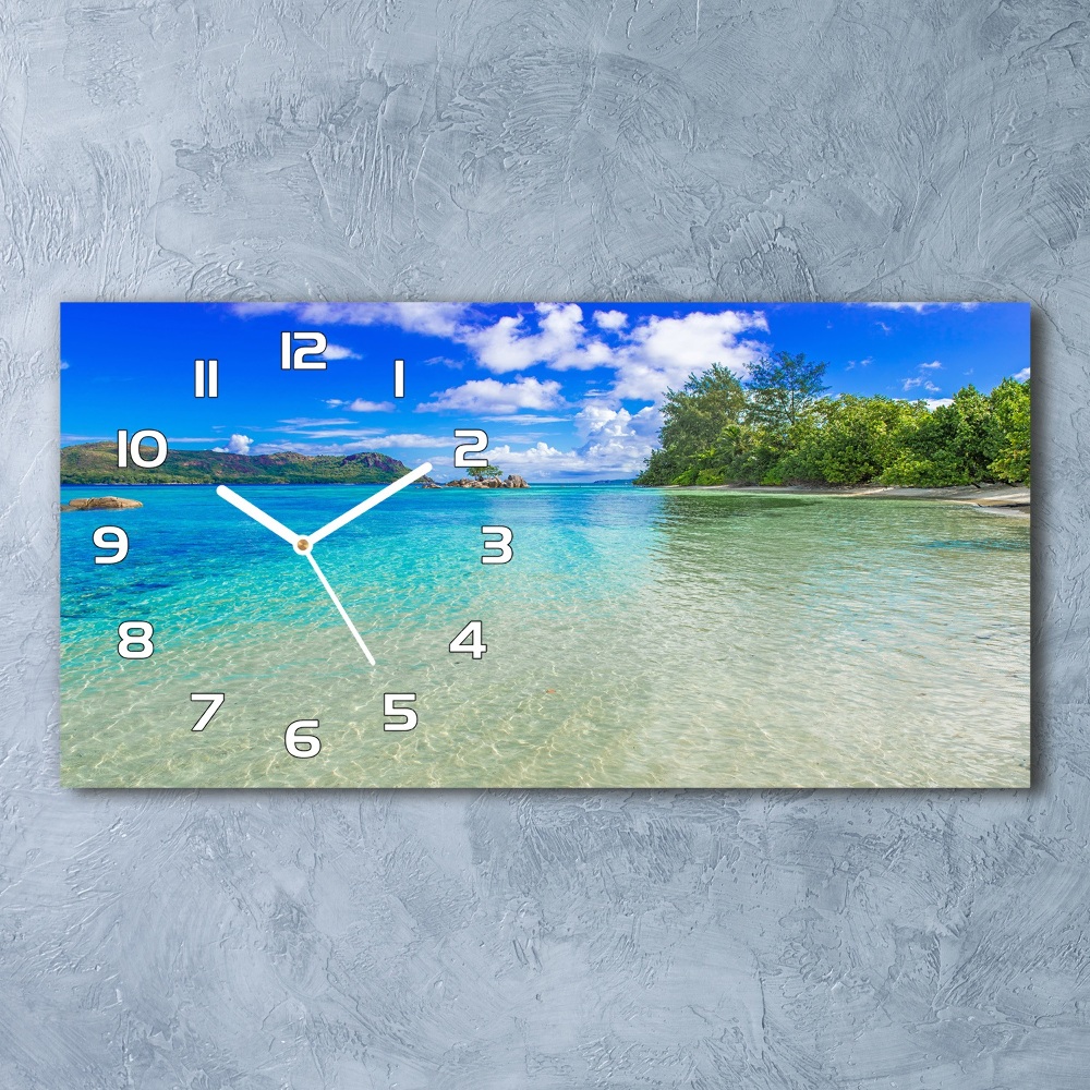 Horloge horizontale en verre Plage des Seychelles