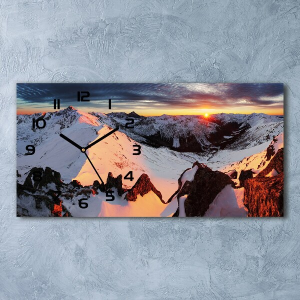 Horloge horizontale Montagnes en hiver