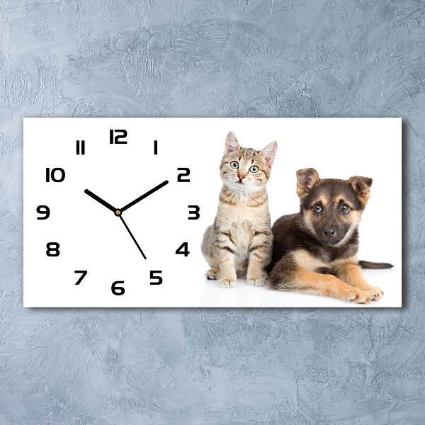 Horloge horizontale Chien et chat