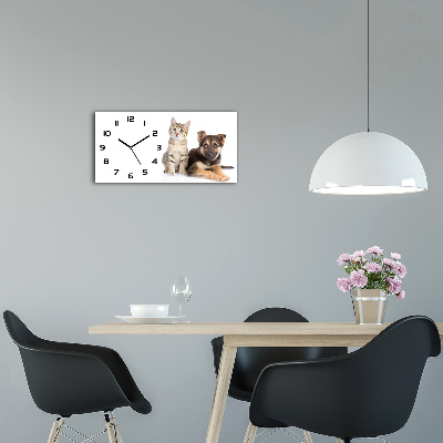 Horloge horizontale Chien et chat