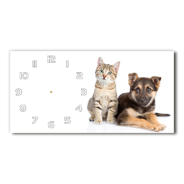 Horloge horizontale Chien et chat