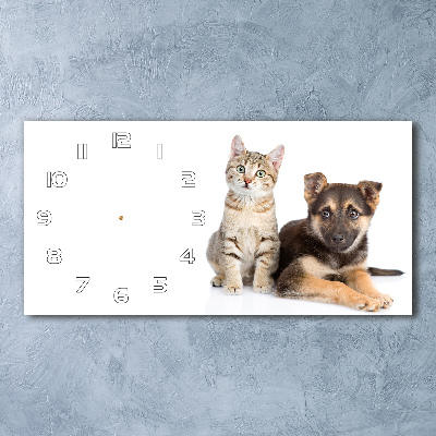 Horloge horizontale Chien et chat