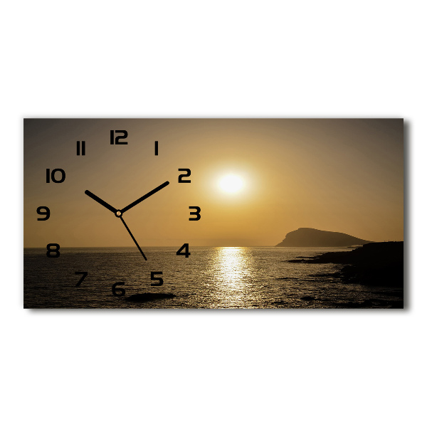 Horloge murale horizontale Coucher de soleil sur la mer